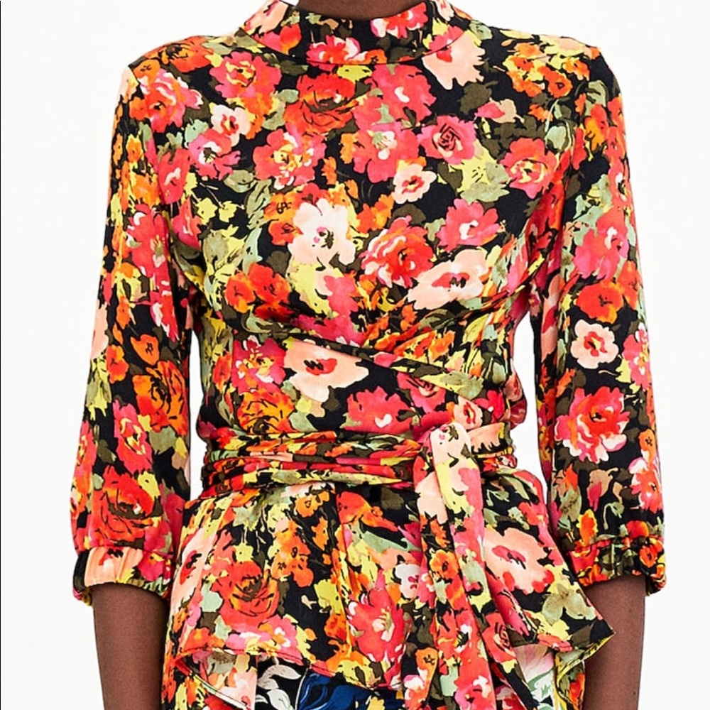 Zara top with wrap around belt